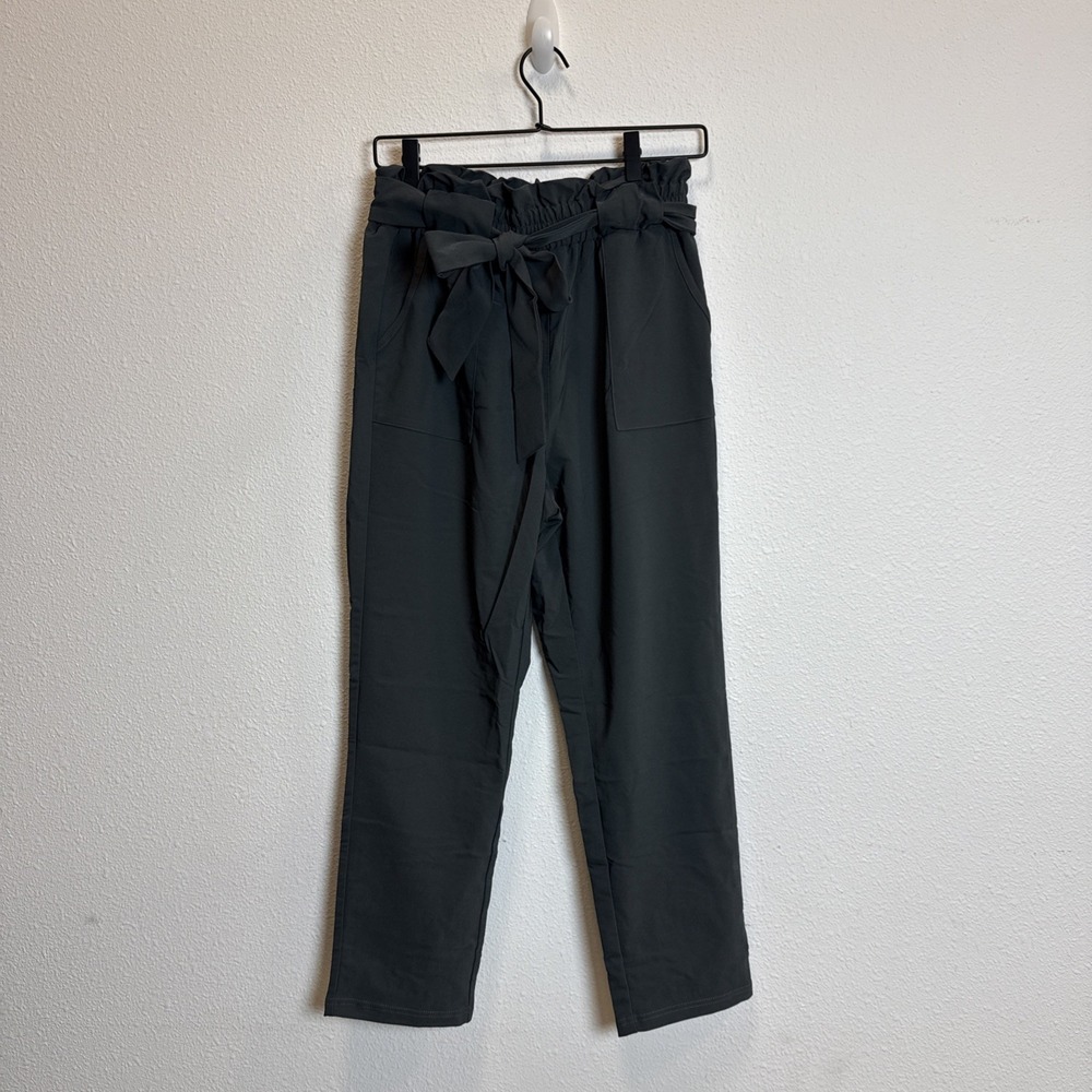 Grace Karin Women's‎ Black Cinch Belted Waist Straight Leg Pants - M